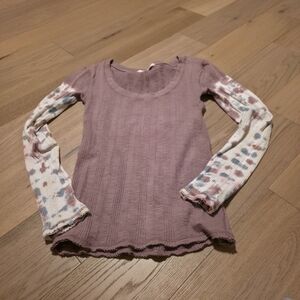 We The Free Long Sleeve Lavender and Tie-Dye Tee